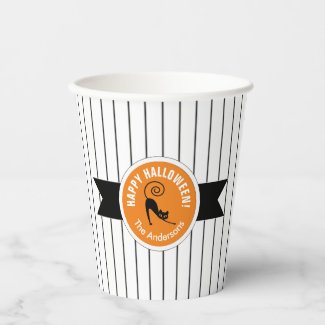 Happy Halloween Black Cat & Stripes ID686