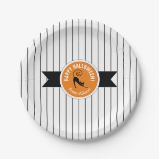 Happy Halloween Black Cat & Stripes ID686