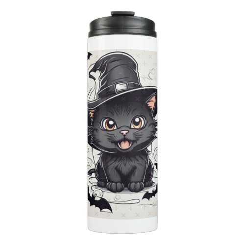 Happy Halloween Black Cat   Thermal Tumbler