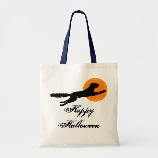 Happy Halloween Black Cat Tote Bag (Front)
