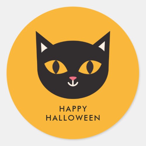 Happy Halloween Black Cat Trick or Treat  Classic Round Sticker