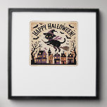 Happy Halloween Black Cat Witch Classic T-Shirt Peel And Stick Photo Tile