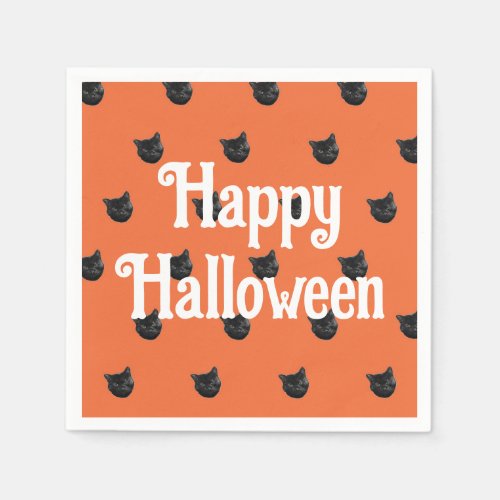 Happy Halloween black cats paper napkins