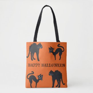 Happy Halloween Black Cats Tote Bag