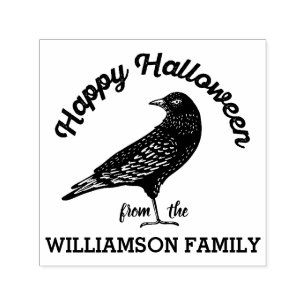 Happy Halloween Black Crow Bird Halloween Self-inking Stamp
