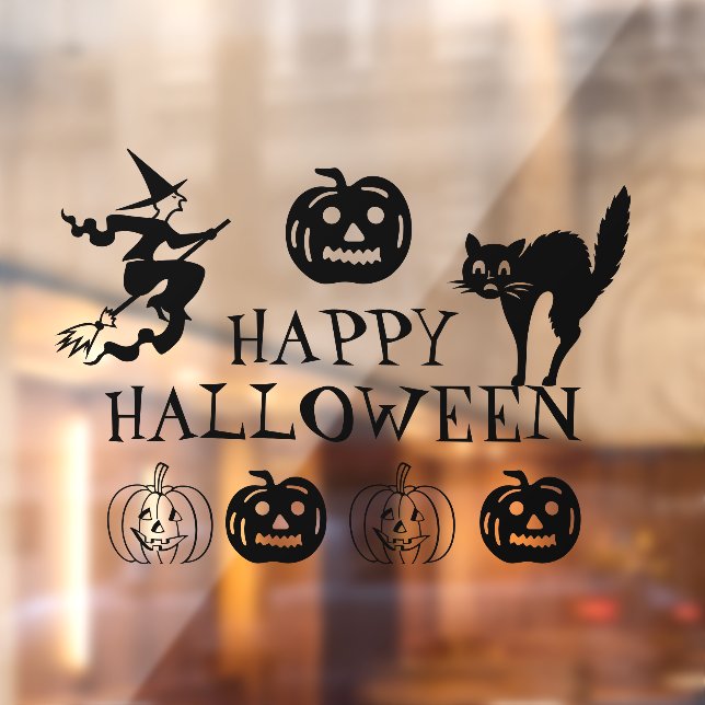Happy Halloween black cute window decor Cling (Sheet 2)