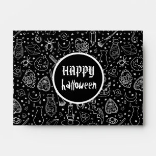 Happy Halloween Black Doodle Pattern Envelope