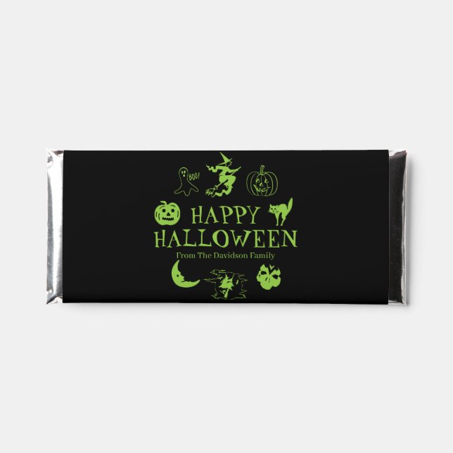 Happy Halloween black green custom funny cute Hershey Bar Favors (Front)