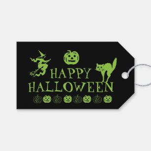 Happy Halloween black green spooky favors  Gift Tags