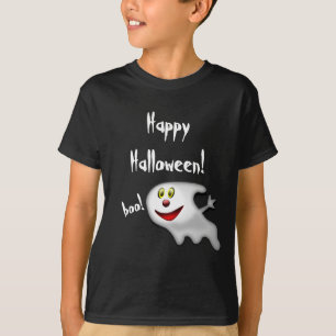 Happy Halloween Black Kid's T-shirt Cute Ghost Boo