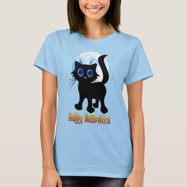 Happy Halloween Black Kitten  Shirts (Front)
