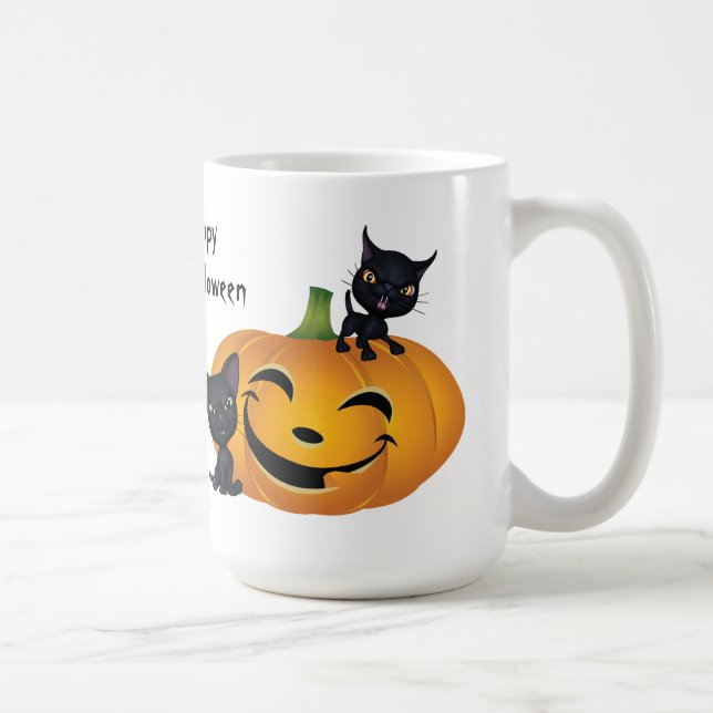 Happy Halloween Black Kitty Mug (Right)