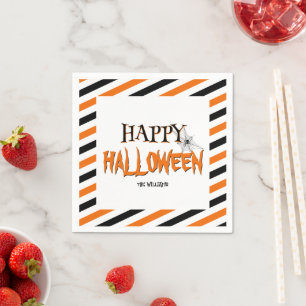 Happy Halloween Black Orange Party Paper Napkins