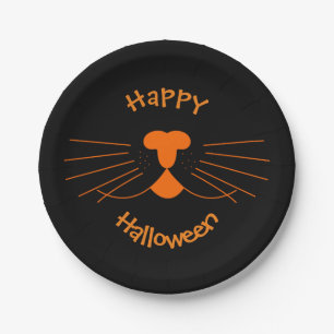 Happy Halloween Black Orange Party Paper Plates