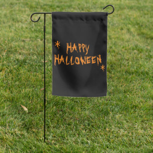Happy Halloween black orange scary spooky Garden Flag