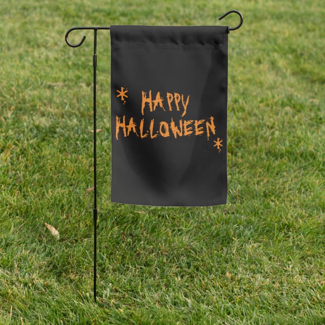 Happy Halloween black orange scary spooky  Garden Flag (In SItu)