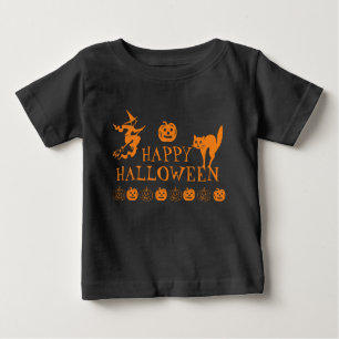Happy Halloween black orange spooky Baby Baby T-Shirt