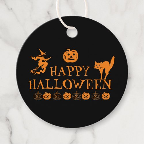 Happy Halloween black orange spooky gift Favor Tags