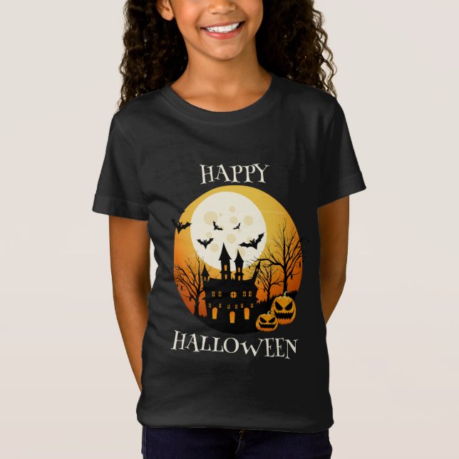Happy Halloween Black Orange T-Shirt (Front)
