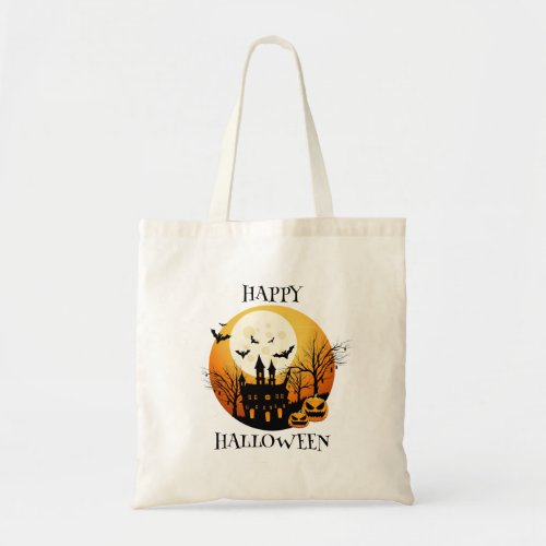 Happy Halloween Black Orange Tote Bag