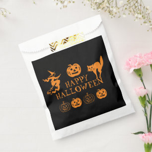 Happy Halloween black orange white spooky  Favor Bag