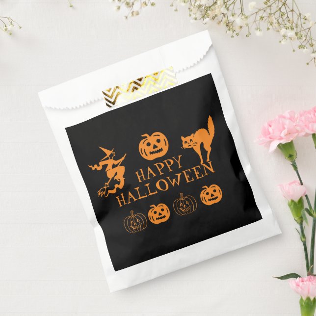 Happy Halloween black orange white spooky  Favor Bag (Sealed)