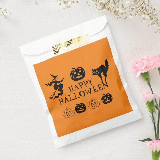 Happy Halloween black & orange white spooky  Favor Bag (Sealed)