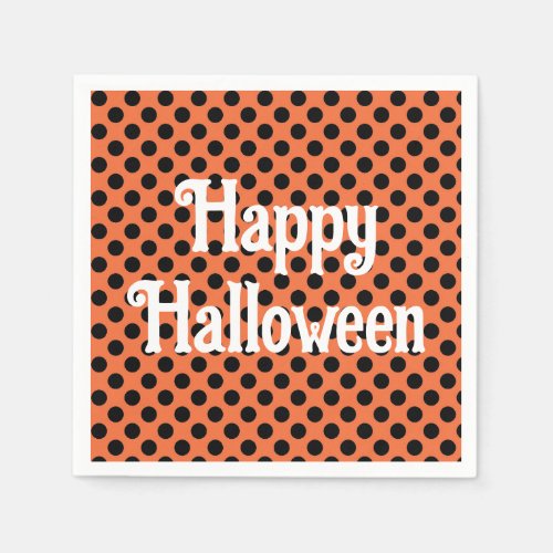 Happy Halloween black polka dots paper napkins