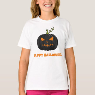 Happy Halloween Black Pumpkin Girls T-shirt