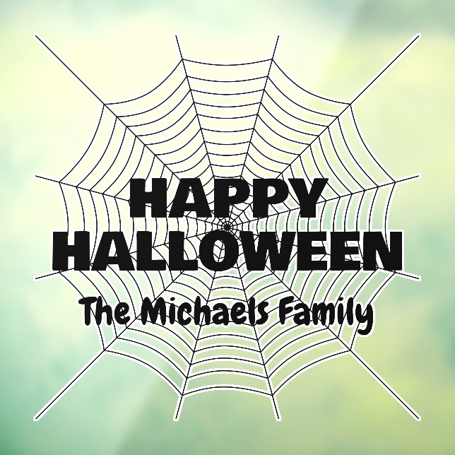 Happy Halloween Black spider web family name Window Cling (Sheet 3)