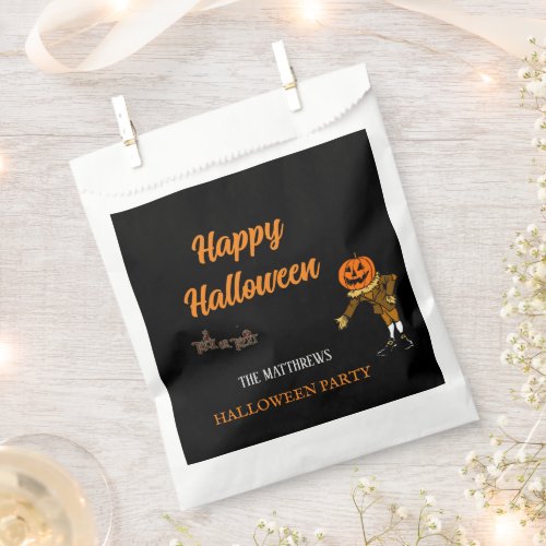 Happy Halloween Black Treats Pumpkin Party Favor Bag