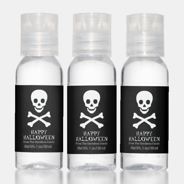Happy Halloween black white skull personalized Hand Sanitizer (Set)