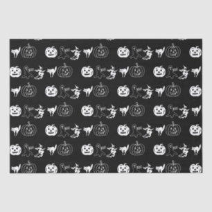 Happy Halloween black white spooky decor Tissue Paper