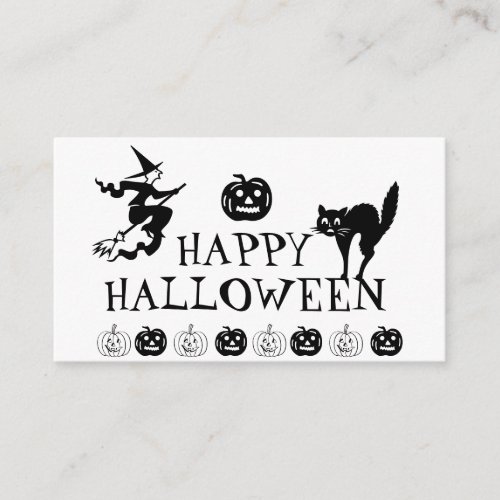 Happy Halloween black white spooky Enclosure Card