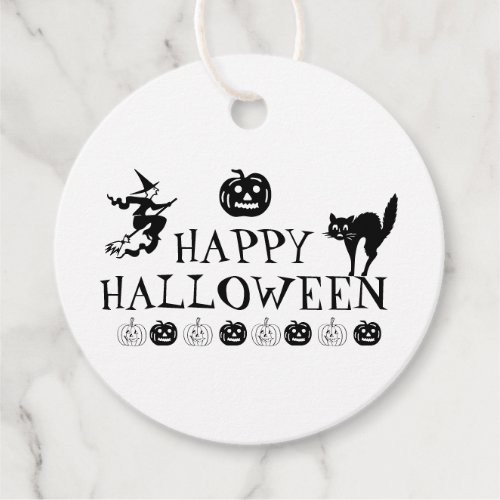Happy Halloween black white spooky gift Favor Tags
