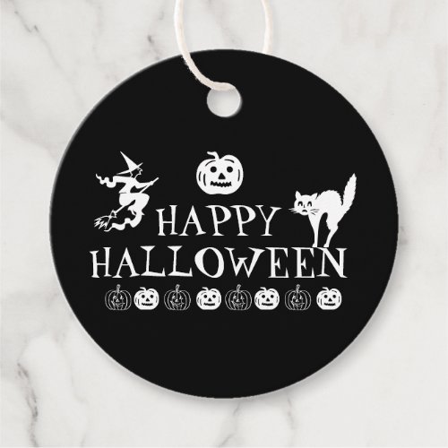 Happy Halloween black white spooky gift Favor Tags