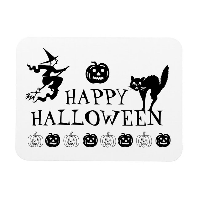Happy Halloween black white spooky Magnet (Horizontal)