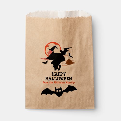 Happy Halloween Black Witch  Bats Personalized Favor Bag