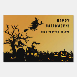Happy halloween black witch sign