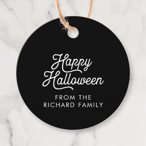 Happy Halloween Black with White Text Favor Tags