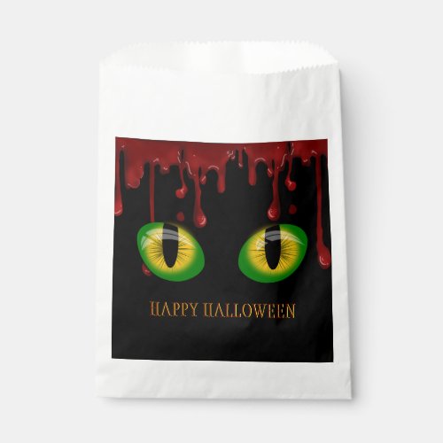 Happy Halloween Blood  Creepy Green Monster Eyes Favor Bag