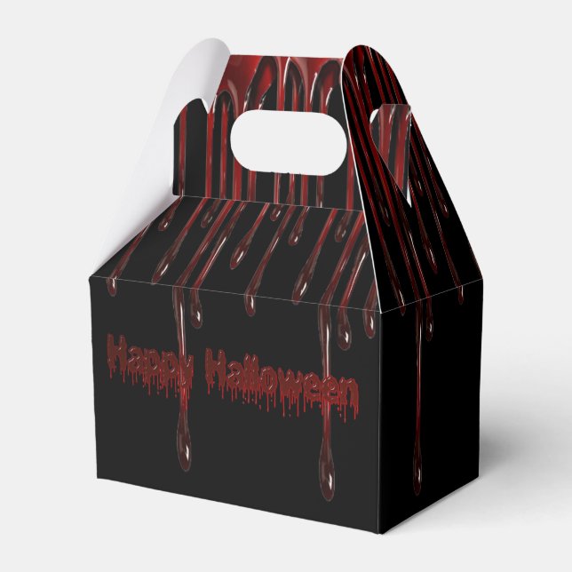 Happy Halloween Blood Drips Gable Favor Box (Front Side)