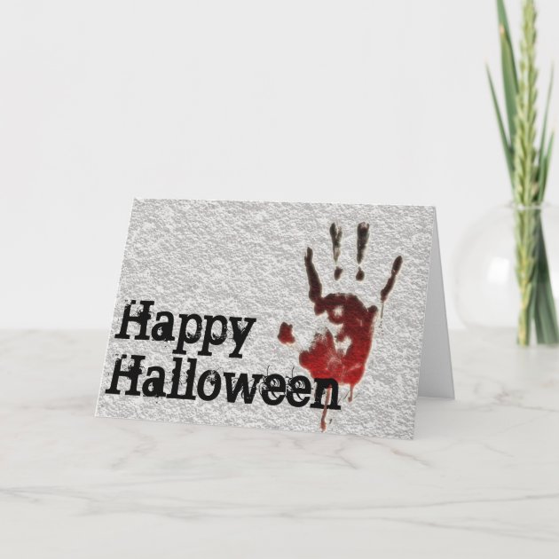 Happy Halloween Bloody Handprint Invitation