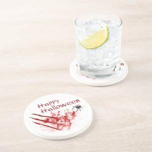Happy Halloween Bloody Scratches Sandstone Coaster
