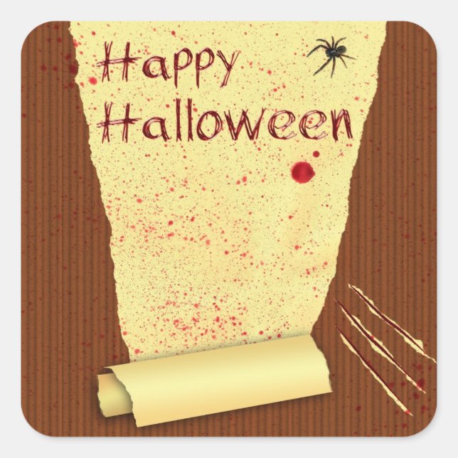 Happy Halloween Bloody Wallpaper Square Sticker (Front)