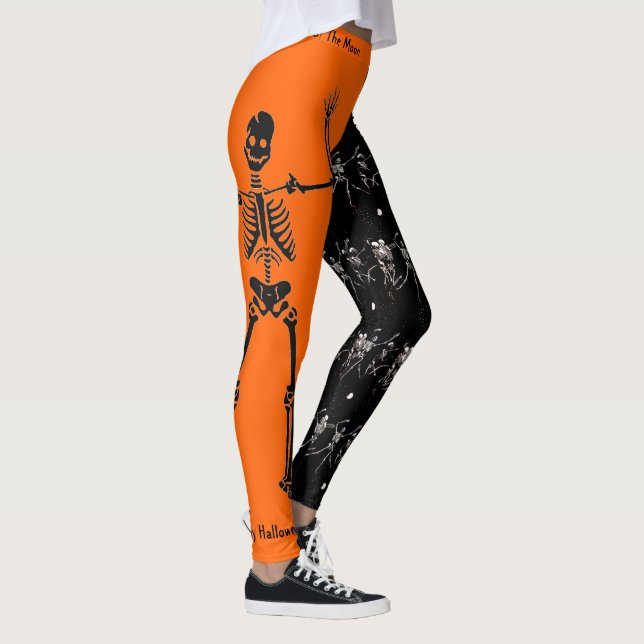 Happy Halloween Bone Dancing Skeletons Leggings (Right)