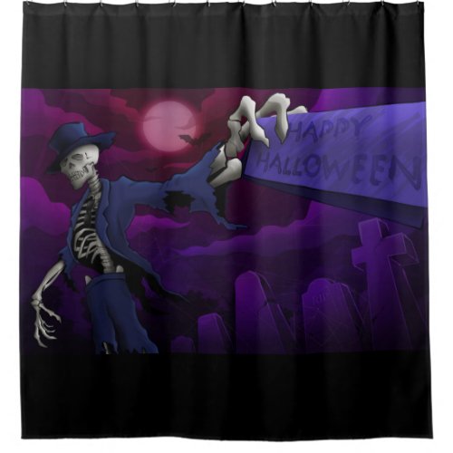 Happy Halloween Bones Shower Curtain