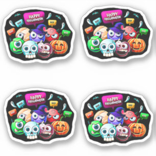Happy Halloween Boo,  3D Characters Set of 4  Sticker