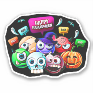 Happy Halloween Boo,  3D Characters Set Sticker