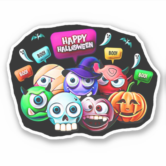 Happy Halloween Boo,  3D Characters Set Sticker (Front)